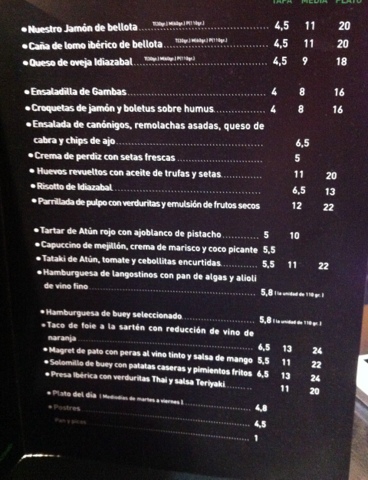 zelai tapas menu