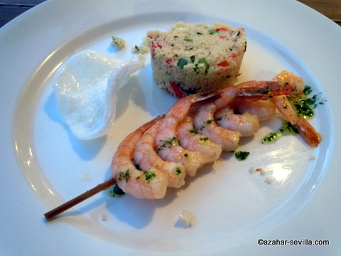 la mata prawn brochette with taboule