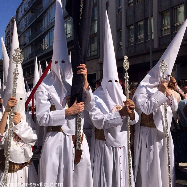 Semana Santa, Sevilla, nazarenos de la Macarena Stock Photo